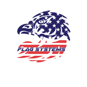 Eagle and flag design with text.